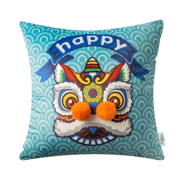 Chinese sofa cushions, lion dance creative pillows and backrests