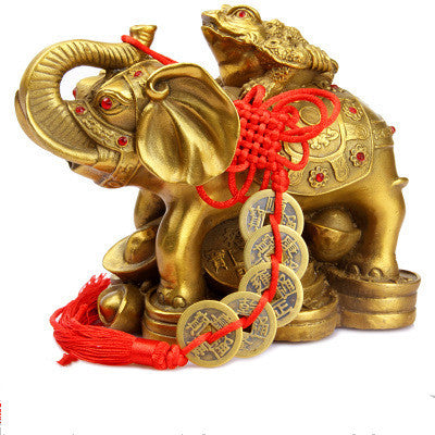 Golden Toad Elephant Decoration On Pure Copper Elephant Feng Shui Ornaments