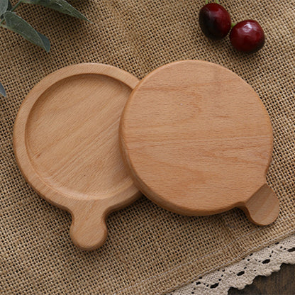 Solid Wood Creative Insulated Coaster With Handle