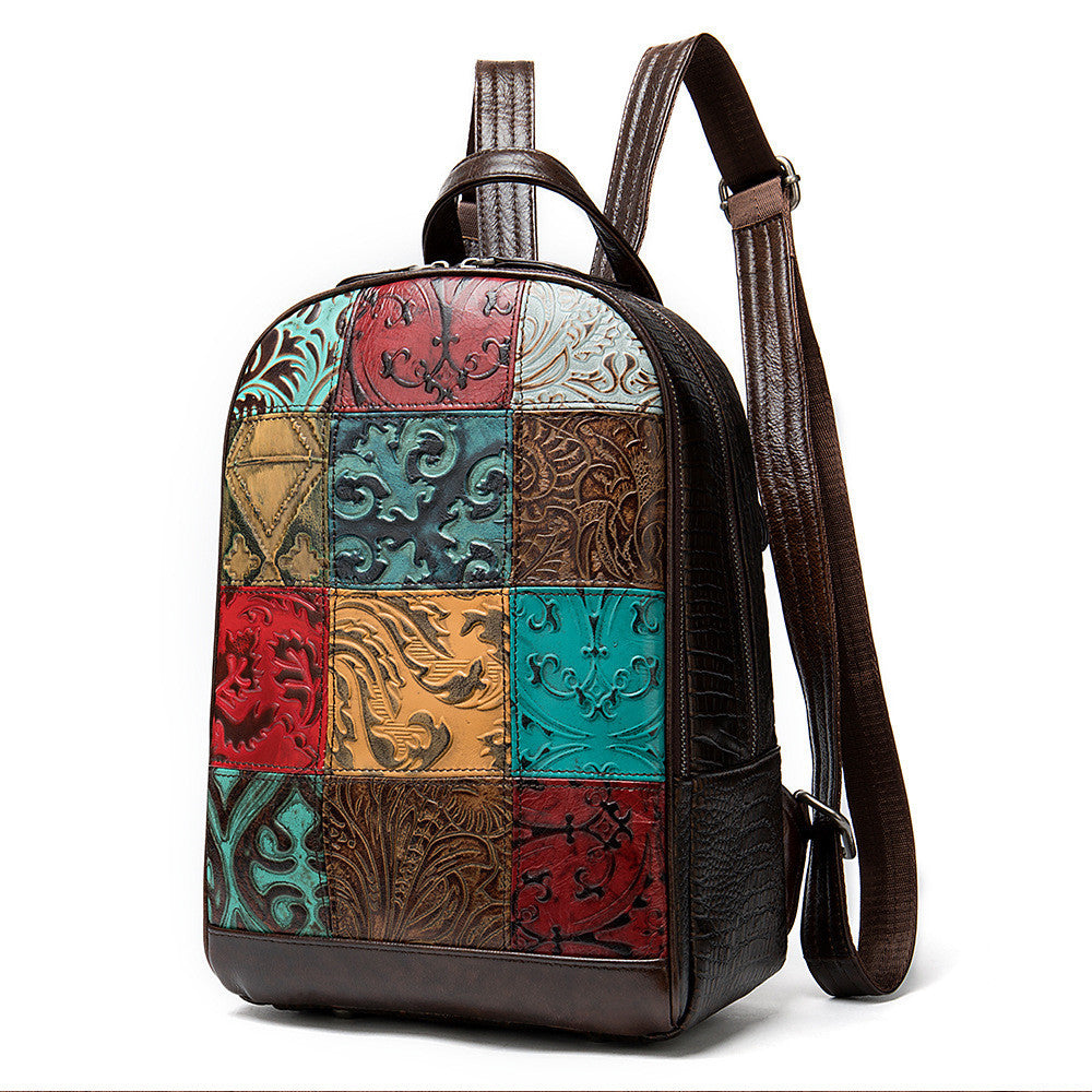 National style cowhide women's backpack