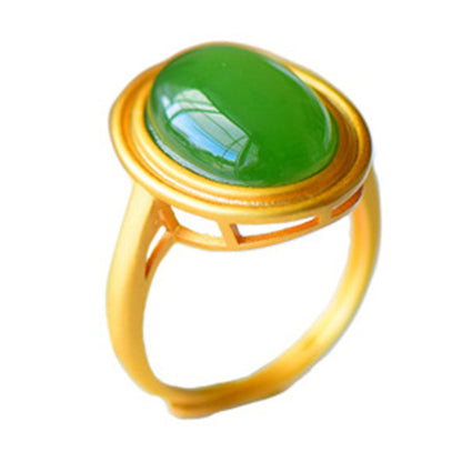 Women's White Jade Emerald Retro Natural Hetian Jade Ring