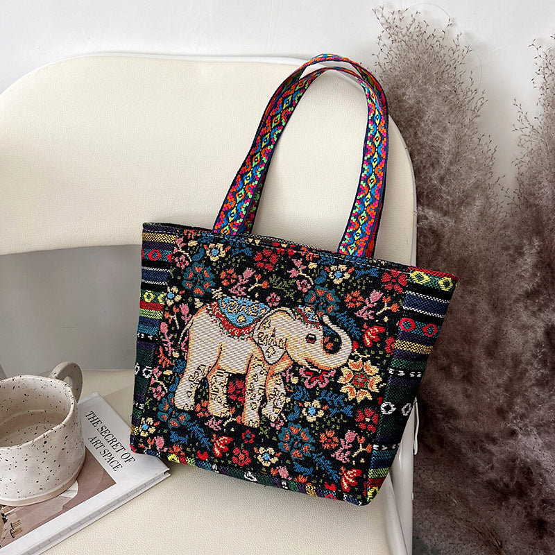 Ethnic Style Animal Three-dimensional Embroidered Canvas Handbag-10