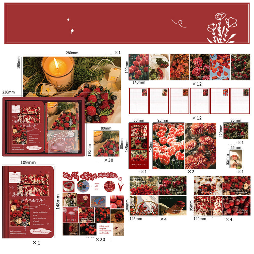 Retro Gift Box 155-piece Set Ins Gift Box Notebook Tape Sticker Set