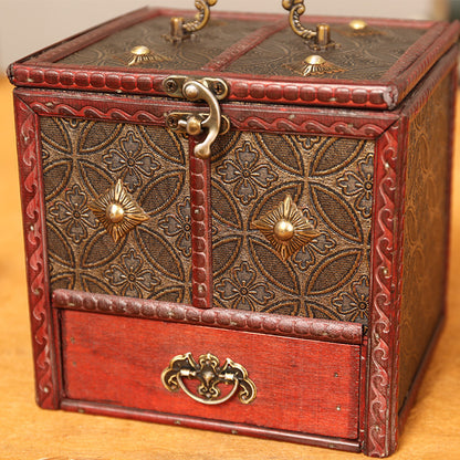 Chinese retro solid wood jewelry makeup storage box