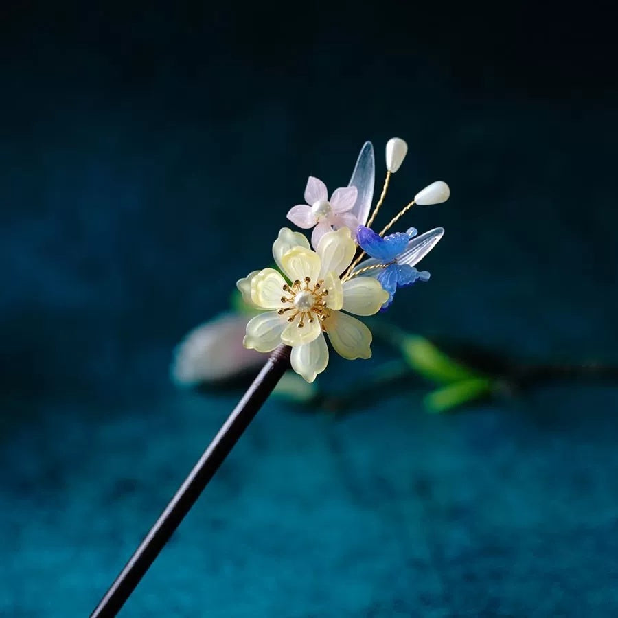 Simple and Stylish Women's Peach Blossom Style Tassel Hairpin-8