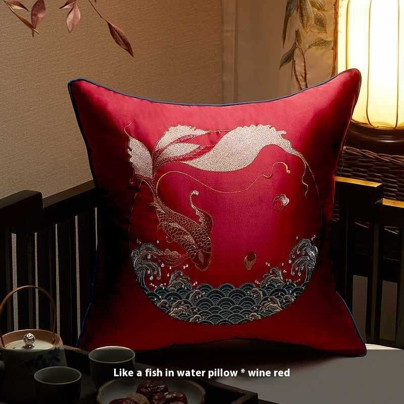 Chinese classical hand-embroidered pillowcase