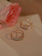 Vintage Pearl Hetian Jade Double Layer Adjustable Ring