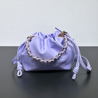 Chinese Style Crossbody Bag Cowhide Lucky Bag Drawstring Clouds