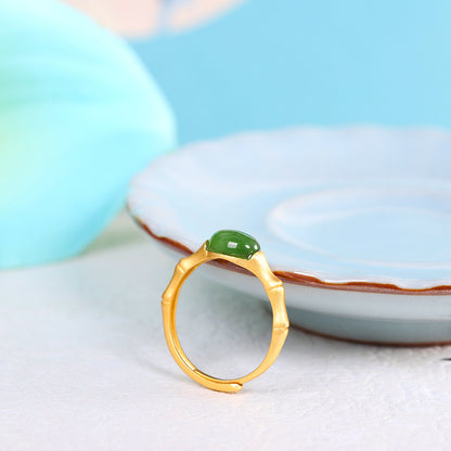 Women's Fashion Simple Hetian Jasper Bamboo Ring