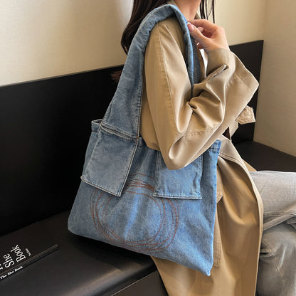 Denim Retro Women's Shoulder Bag Large Capacity Handbag