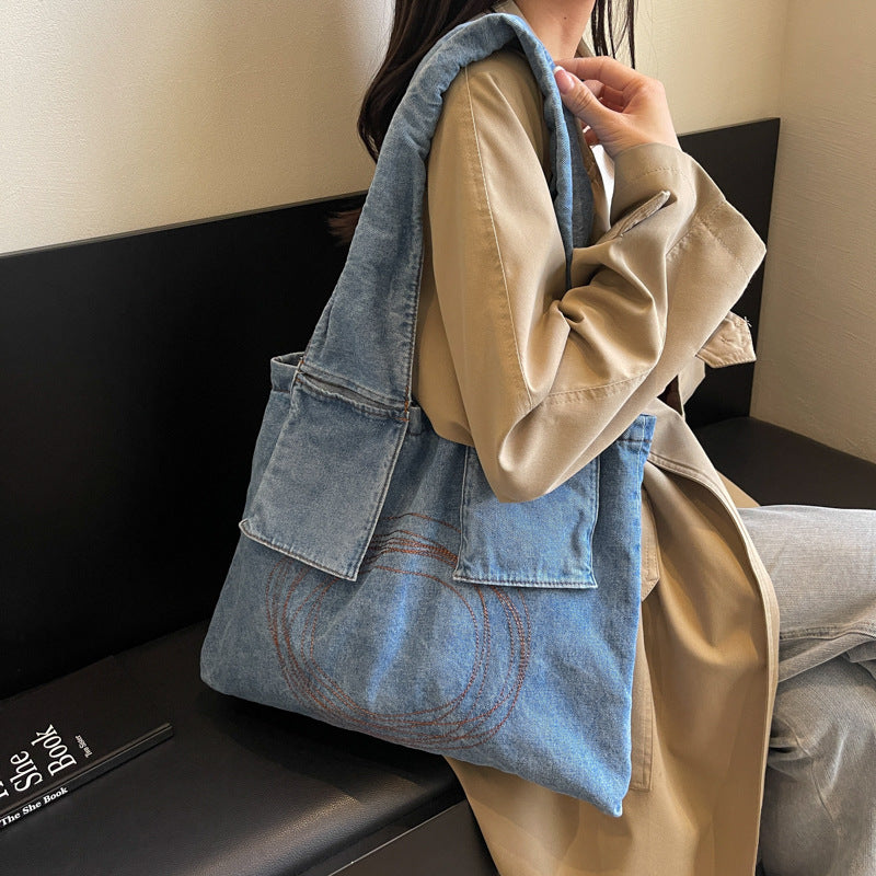 Denim Retro Women's Shoulder Bag Large Capacity Handbag