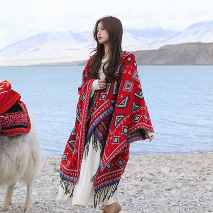 Ethnic Style Desert Seaside Photograph Cloak Autumn And Winter Artificial Cashmere Scarf