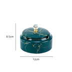 Modern ceramic ashtray with stone pattern and lid