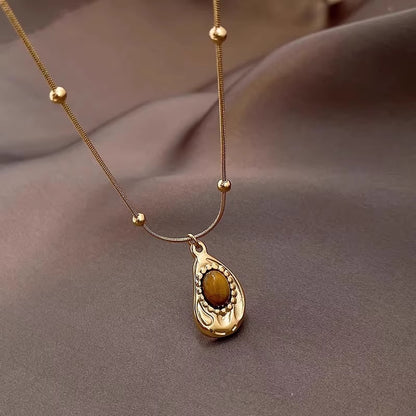 Women's Fashion Jewelry Vintage Amber Necklace Collarbone Chain