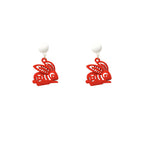 Festive Zodiac Year Paper-cut Red Rabbit Earrings-6