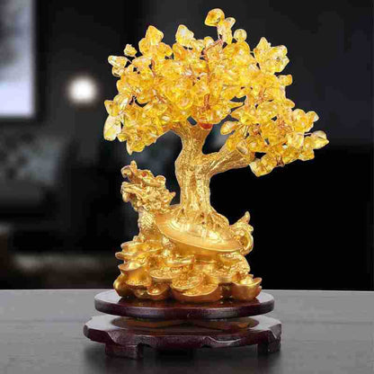 Citrine Small Water Turtle Money Tree Feng Shui Lucky Tree Decorative Ornaments