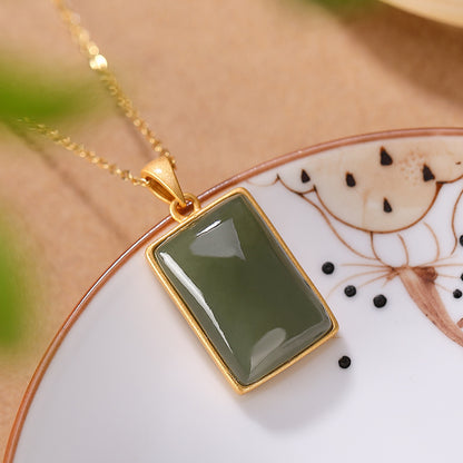 Sterling Silver Gold-plated Hetian Jade Sapphire Pendant