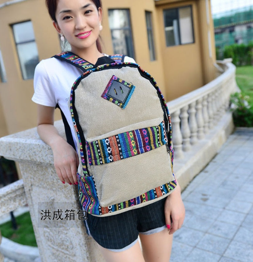 Ethnic style backpack female