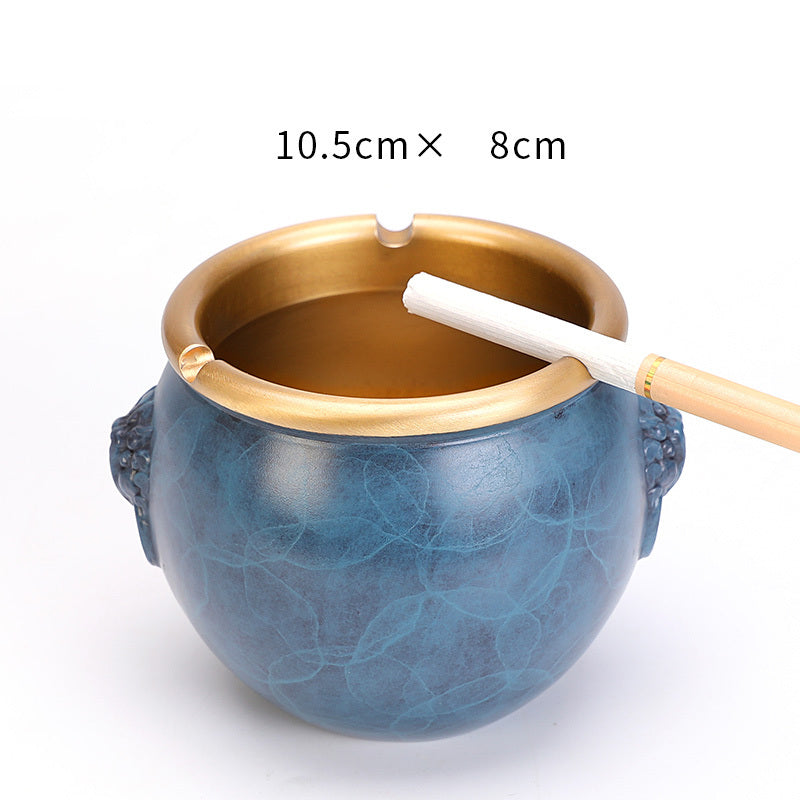 Pure Copper Ashtray Household Living Room New Chinese Retro