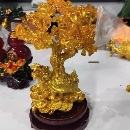 Citrine Small Water Turtle Money Tree Feng Shui Lucky Tree Decorative Ornaments