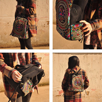 Ethnic style embroidered backpack