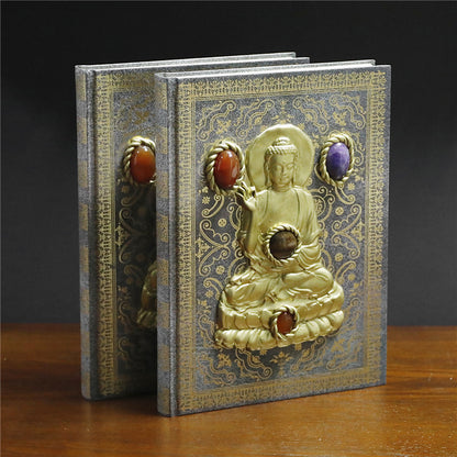 Magic Notebook Simple Buddha Pattern Personalized Creative Inlaid Natural Crystal Gem