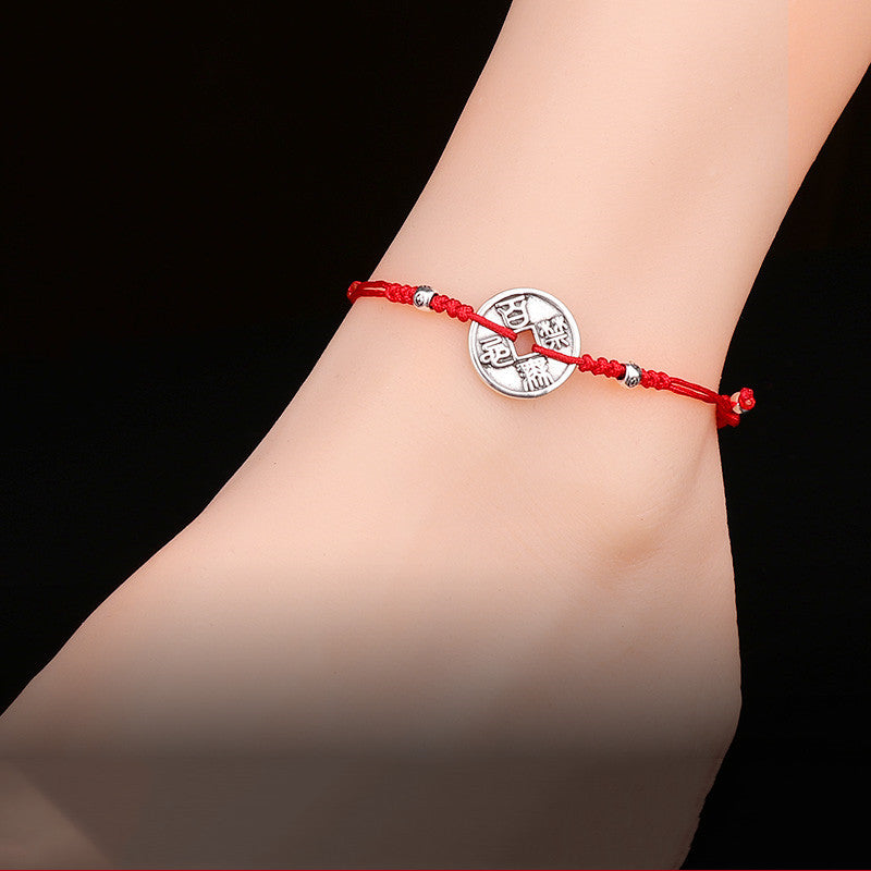 Men's And Women's Tian Guan Ci Fu Coin Woven Bracelet