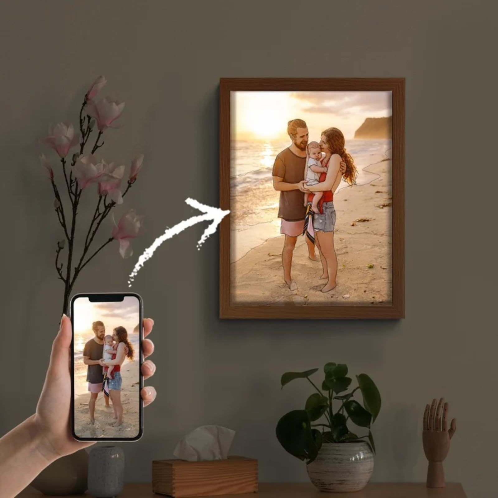 Custom LED Light Painting Personalized Photo Night Lamp Gift-11