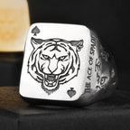 Spade Silver Ring Tiger Year Chinese Zodiac Tiger Trendy