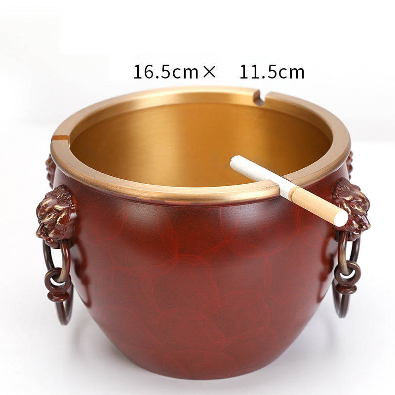 Pure Copper Ashtray Household Living Room New Chinese Retro