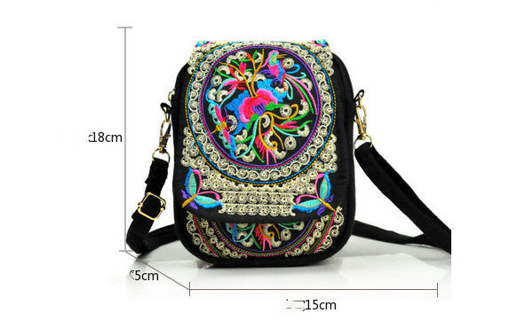 Ethnic Style Flip Embroidered Phone Bag Featured Embroidery Bag