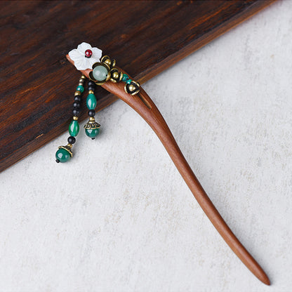 Daisy Wooden Hairpin Retro Hanging Bead Step Shaking Hairpin Flower Plate Hair Antique Hair Ornament Hairpin