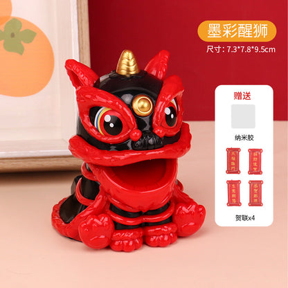 Chinese style fortune nodding solar powered lion BYD car decoration ornaments