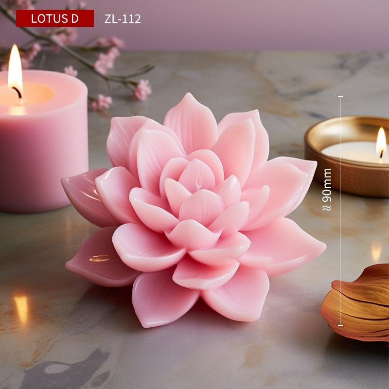 Lotus Aromatherapy Candle Silicone Mold Handmade Simulation Flowers Car Fragrant Stone Abrasive Tool