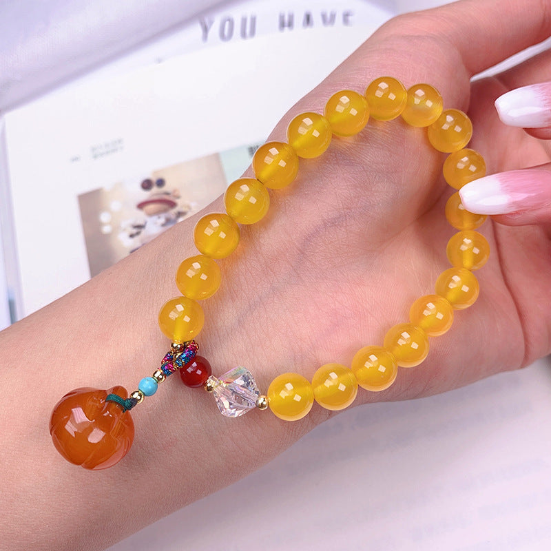 Chinese Style Natural Yellow Agate Bracelet Girl