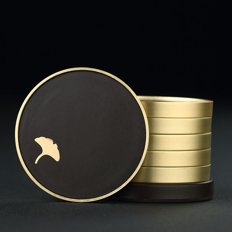 Household Tea Cup Holder Bakelite Copper Wood Coasters