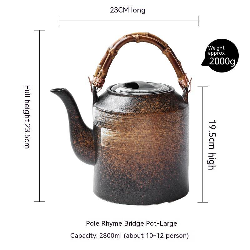 Ceramic Teapot Oversized Capacity Vintage Home Top Handle Pot