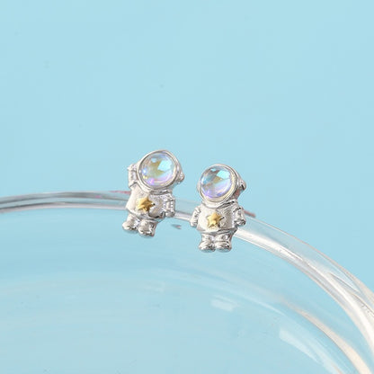 Chinese Star Astronaut 925 Sterling Silver Stud Earrings Special Design Sense Of Small Female Ins Trend