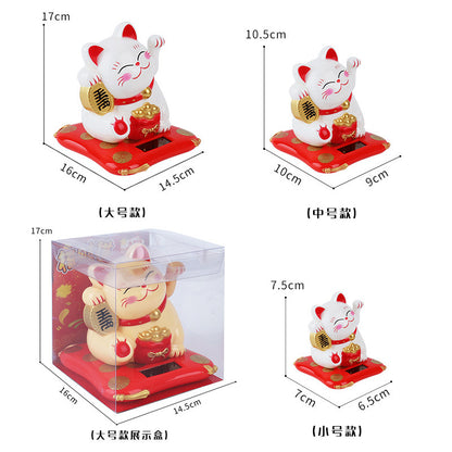 Chinese style 3.5 inch medium solar-powered lucky cat BYD car ornaments