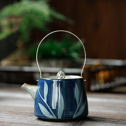 Antique Ceramic Blue And White Hand-painted Teapot