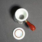 Glass Ceramic Teapot Hand Painted Pink Green Lotus Tea Infuser