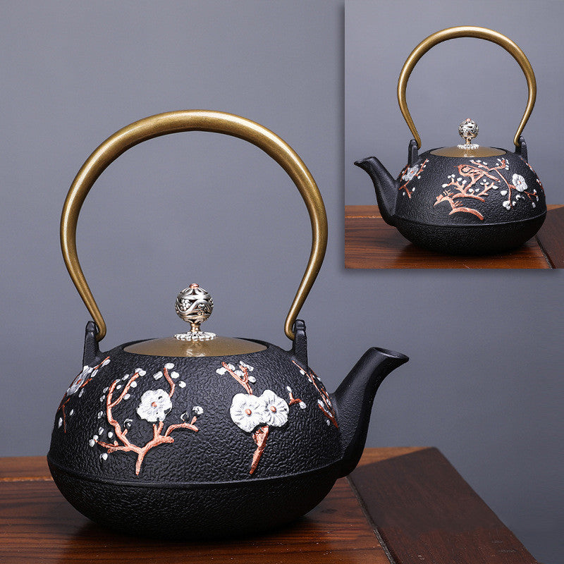 Creative Literary And Art Hand-made Boiled Teapot Happy Iron Teapot