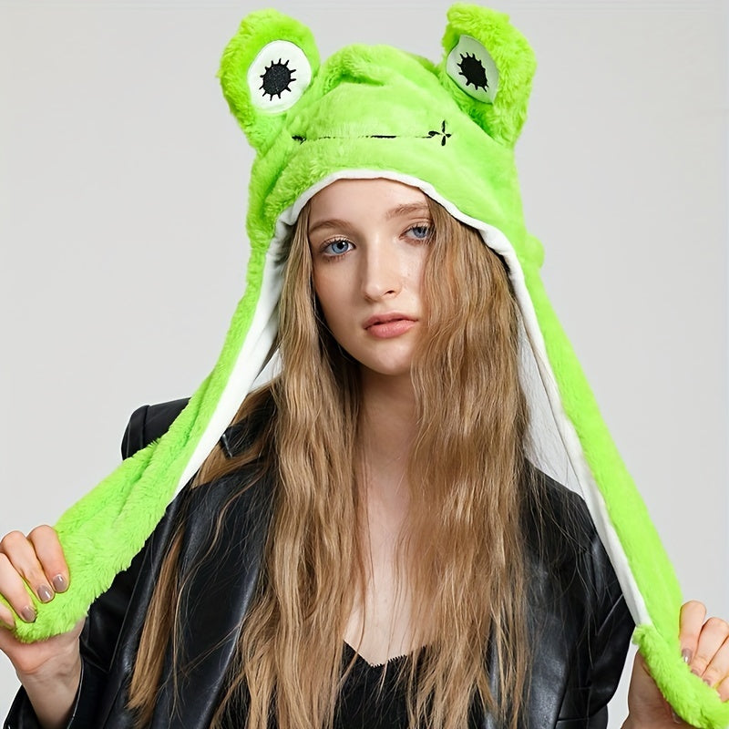 Cute Animal Ear Hat Cute Panda Dog Frog Puppy Plush Hat Halloween Role Playing Party Earmuffs Hat Female