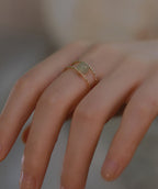 Vintage Pearl Hetian Jade Double Layer Adjustable Ring