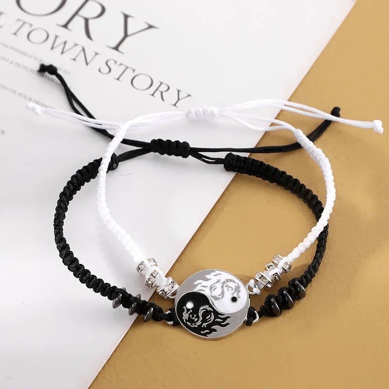 Chinese Style Retro Handmade Taiji Yin And Yang Dragon Bracelet