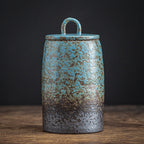 Home Ceramic Kiln Turns Blue Tea Caddy
