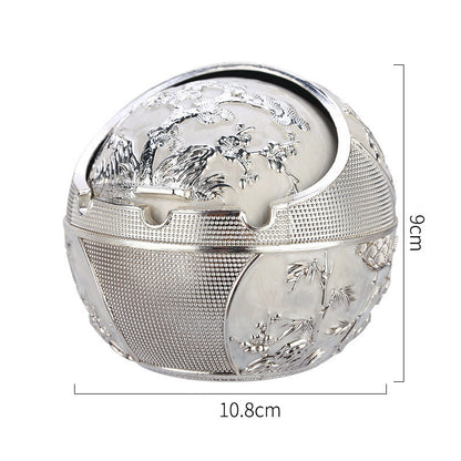 Creative Zinc Alloy Spherical Ashtray With Lid