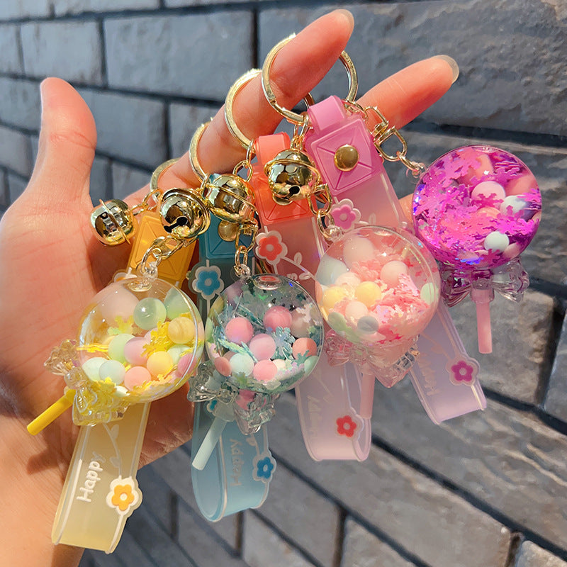 Girl's Gift Lollipop Bubble Beads Pendant Quicksand Drift Bottle Keychain