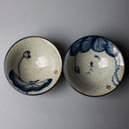 Antique ceramic teacup with hand-painted Kung Fu style