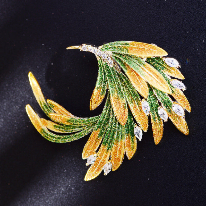 Enamel Phoenix Brooch with Zircon Inlay for Women and Men-3